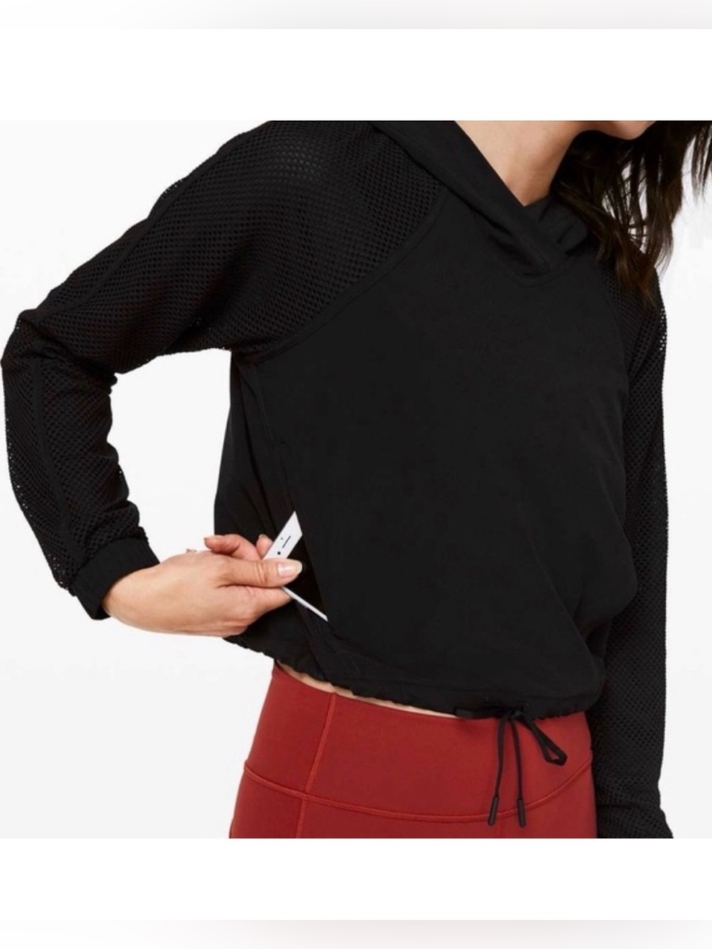 Lululemon Catch a Breeze Mesh Hooded Pullover Crop Jacket Size 4 or 6 Black